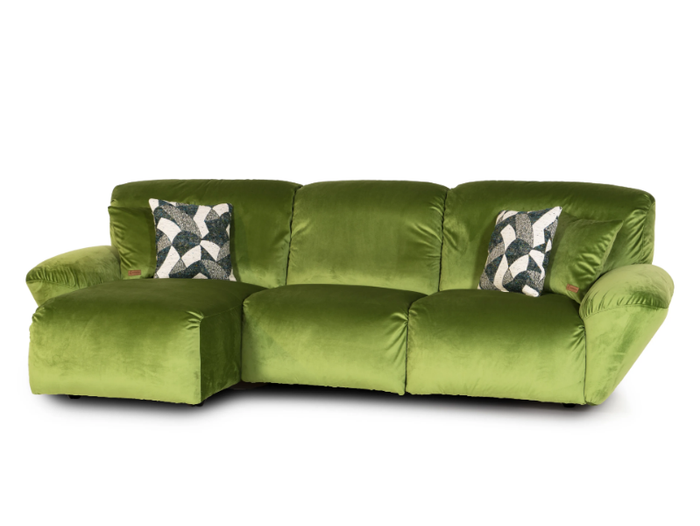 BELUGA - Sectional velvet sofa with chaise longue _ Mantellassi 1926